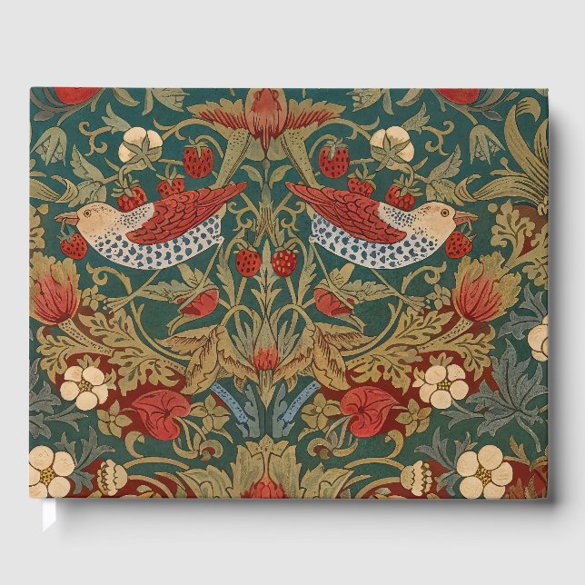 Morris - Strawberry Thief #2 Blommönster Gästböcker (Framsida)