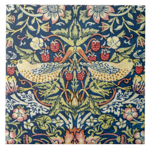 Morris - Strawberry Thief Bird & Blommönster Kakelplatta