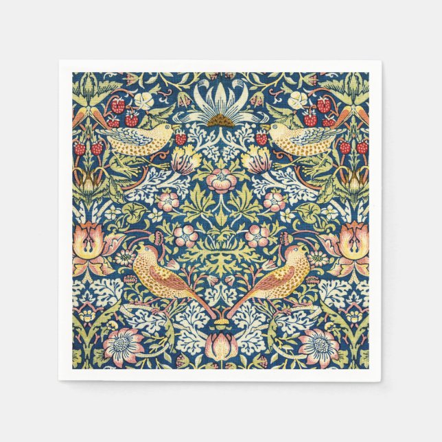 Morris - Strawberry Thief Bird & Blommönster Pappersservett (Framsidan)