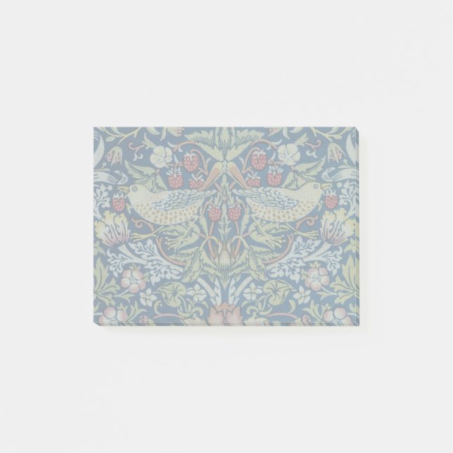 Morris - Strawberry Thief Bird & Blommönster Post-it Block (Framsida)