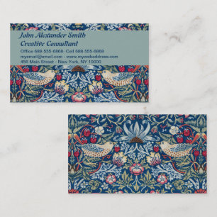 Morris Strawberry Thief Classic Indigo Blue Fin Visitkort
