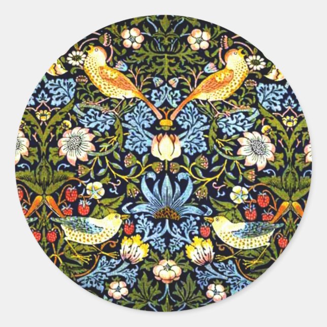 Morris - Strawberry Thief Runt Klistermärke (Framsida)