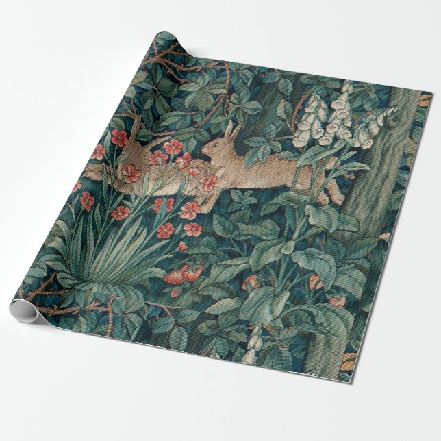 Morris Tapestry Forest Rabbits Presentpapper (Utrullad)