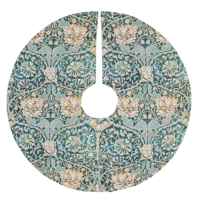 Morris Teal Blå Honeysuckle Blommig Tapet Julgransmatta Borstad Polyester (Framsidan)