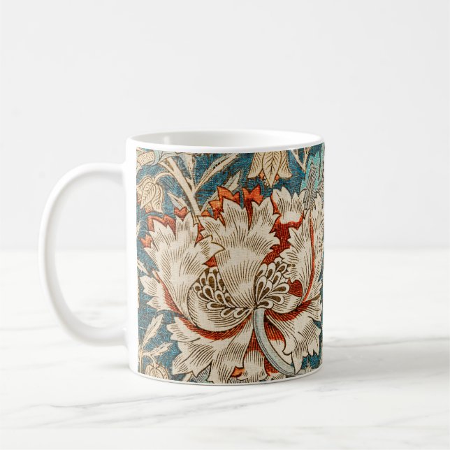 Morris Teal Blå Honeysuckle Blommig Tapet Kaffemugg (Vänster)