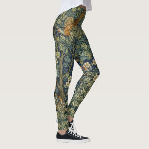Morris Vintage Pheasant ekorre och Flower Mönster Leggings