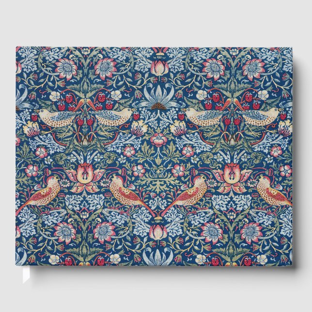 Morris - Vintage Strawberry Thief Blommönster Gästböcker (Framsida)