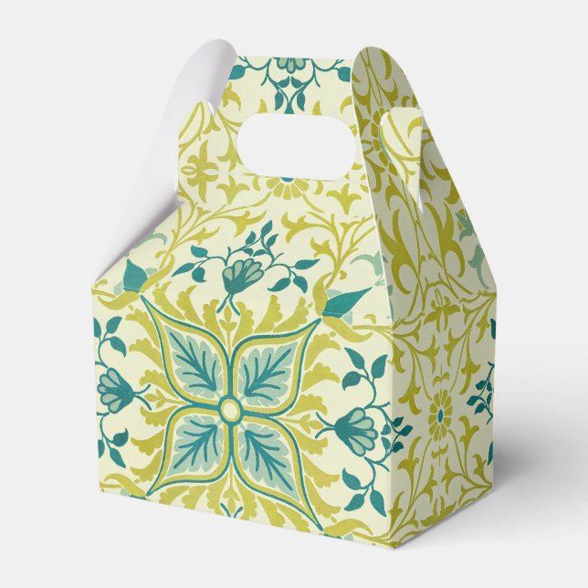 Morris Yellow Turquoise Vine & Flower Pattern Presentaskar (Framsidan Sidan)