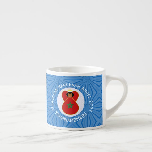 Morrisansk Hanukkah-ängel Flagga Personlig  Espressomugg (Höger)