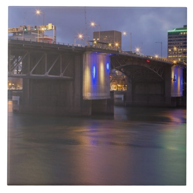 Morrison-bron över floden Willamette Kakelplatta (Framsidan)