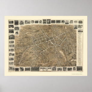 Morristown, NJ Panoramic Karta - 1899 Poster