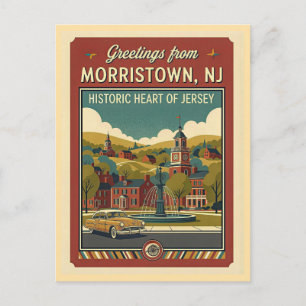 Morristown NJ Retro Resa 1950-talet Stil Vykort