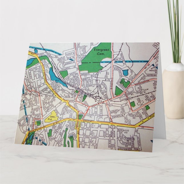 Morristown NJ-vintagekarta Kort (Framsida)