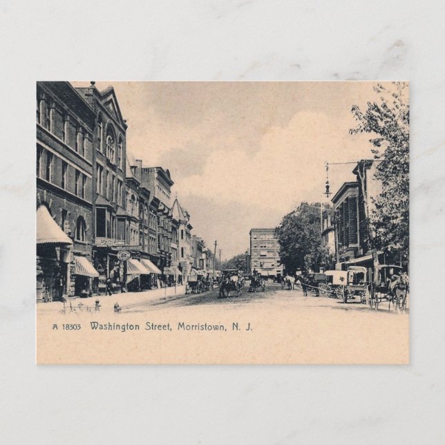 Morristown NJ, Washington St., c1906 Vykort (Framsida)