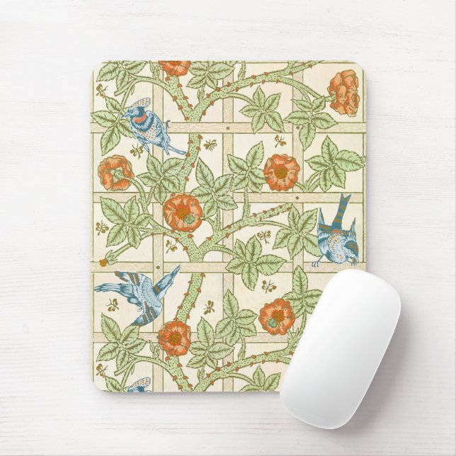 Morris'Trellis 1862 Vintage Flower & Bird Mönster Musmatta (Med mus)