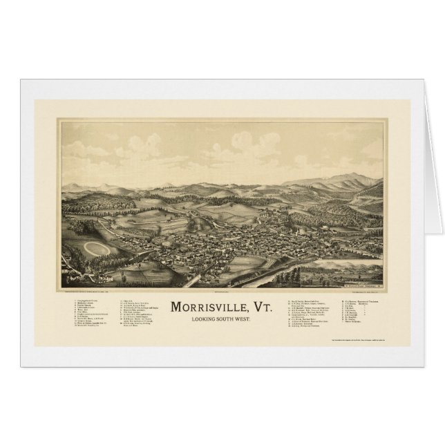 Morrisville panorama- karta för VT - 1889 Hälsningskort (Framsidan Horizontal)