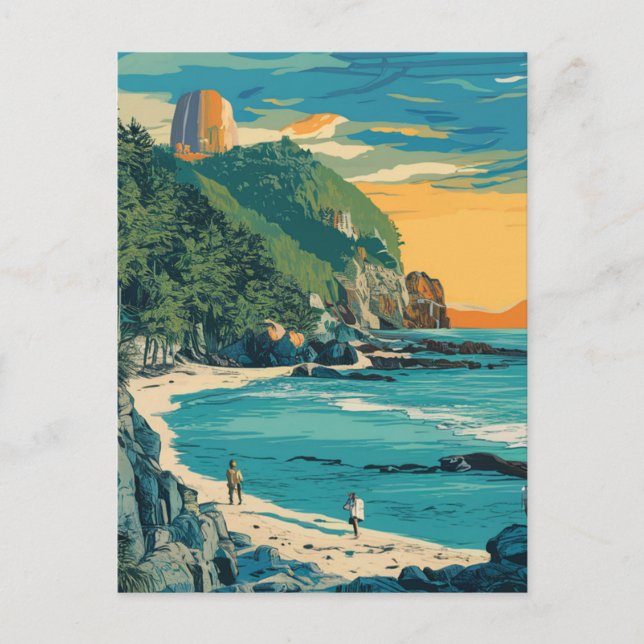 Morro Bay Beach California Painting Vykort (Framsida)