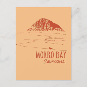 Morro Bay California Morro Rock Konst Vykort