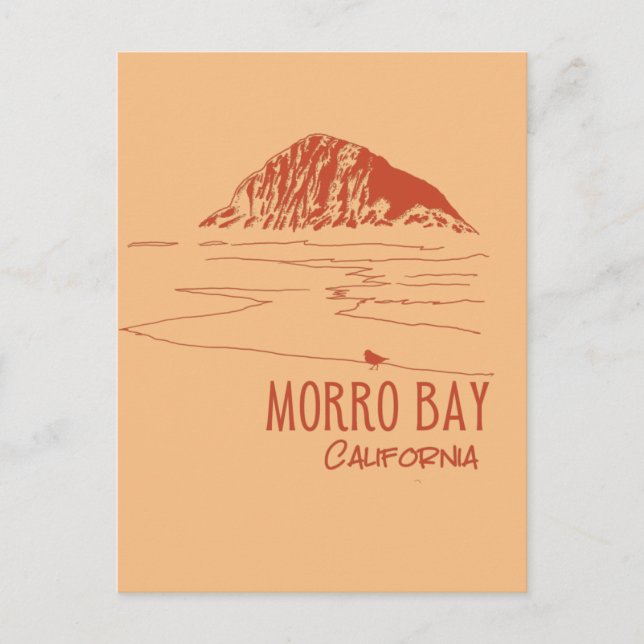 Morro Bay California Morro Rock Konst Vykort (Framsida)