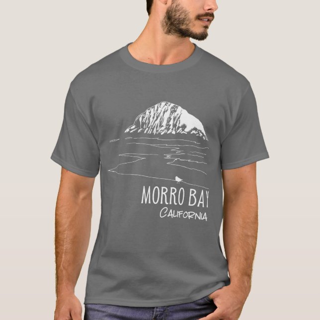 Morro Bay California Morro Sten Art T Shirt (Framsida)