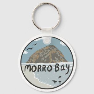 Morro Bay Central California Illustration Beach Nyckelring