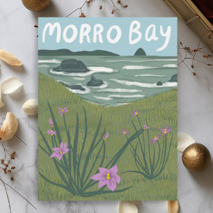 Morro Bay Central California Illustration Beach P Vykort