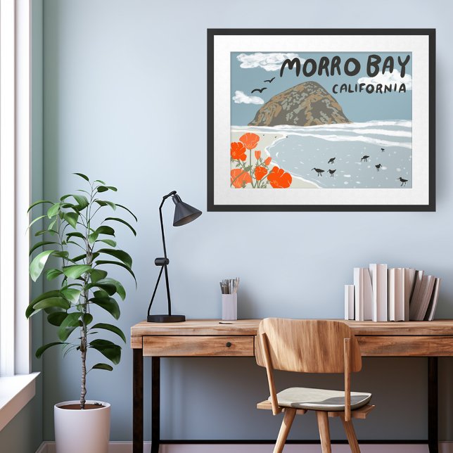 Morro Bay Central California Illustration Beach Poster (Morro Bay Central California Illustration Beach Poster
)