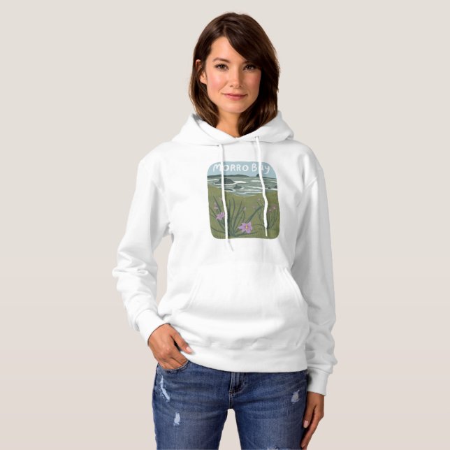 Morro Bay Central California Illustration Beach T Shirt (Hel framsida)