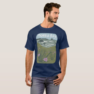 Morro Bay Central California Illustration Beach T Shirt