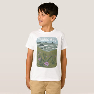 Morro Bay Central California Illustration Beach T T Shirt