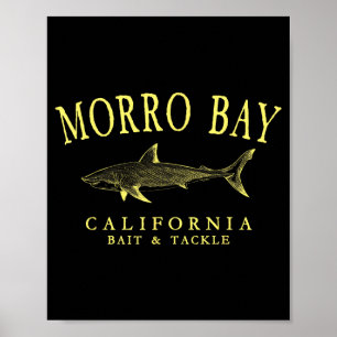 Morro bay kalifornien haj retro gul konst poster
