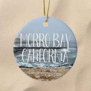 Morro Bay Kalifornien Havsvågor Fotografi Julgransprydnad Keramik