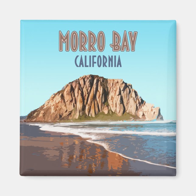 Morro Bay Sten Kalifornien Vintage Magnet (Framsidan)