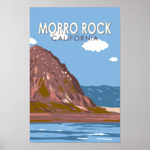 Morro Rock California Resa Konst Vintage Poster