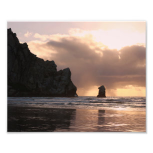 Morro Sten Beach Sunset Photo Fototryck