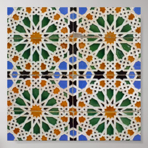 Morrocan Moorish Mosaic Mönster Poster