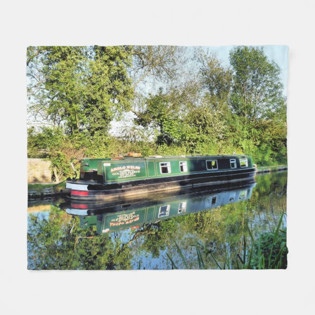 MÖRRT NARROWBOAT PÅ CANAL Fleece Blanket (Framsidan (Horisontell))