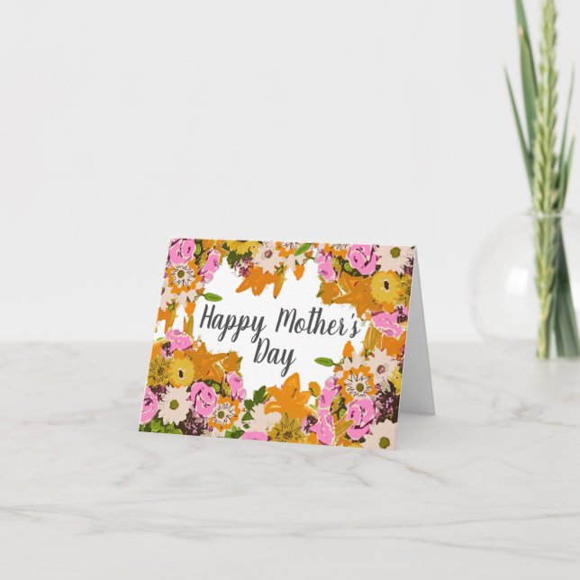 Mors blomsterträdgård Färgrik blomstermålning Kort (Framsida)