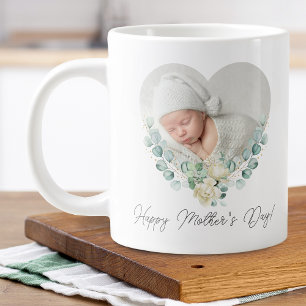 Mors dag 2 Foto Blommig Hjarta Jumbo Mugg