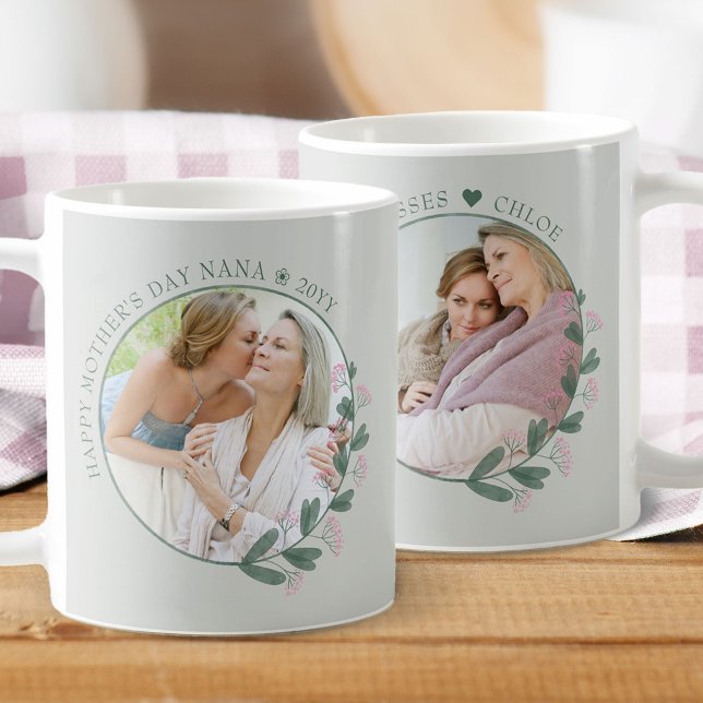 Mors dag 2 Photo Rosa Wildblomma Bild Ram Kaffemugg (Skapare uppladdad)
