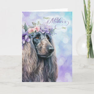 Mors dag Afghan Hound Hund i Lila Helgkort