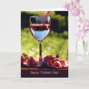Mors dag Allmänt Rosa Vin och Rosor  Kort