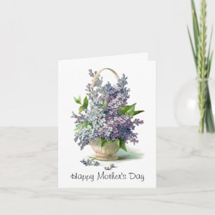 Mors dag: Älskvärd purpurfärgad lila basket Kort