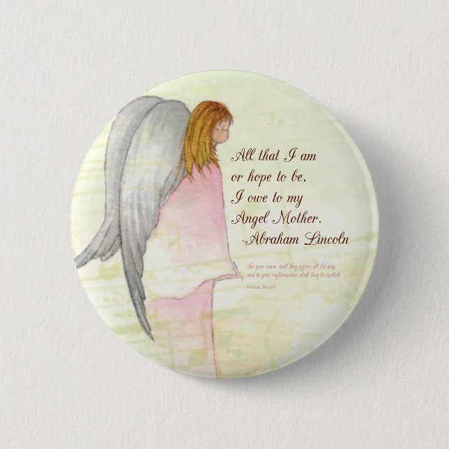 Mors dag Angel Religiösa, rundgåva Knapp (Framsida)