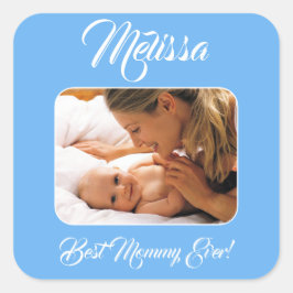 Mors dag anpassar fotot. fyrkantigt klistermärke