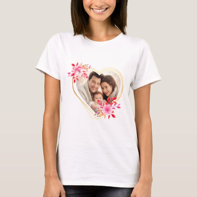 Mors dag Anpassningsbar Lycklig Family Photo Mamma T Shirt (Framsida)