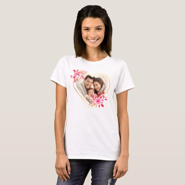 Mors dag Anpassningsbar Lycklig Family Photo Mamma T Shirt (Hel framsida)