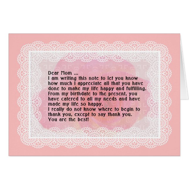 Mors dag-anteckning och kort för Mamma (Framsidan Horizontal)