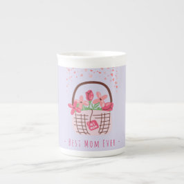 Mors dag, Bästa mamma någonsin, med vacker blomma Benporslin Mugg