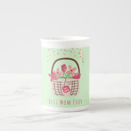 Mors dag, Bästa mamma någonsin, med vacker blomma Benporslin Mugg
